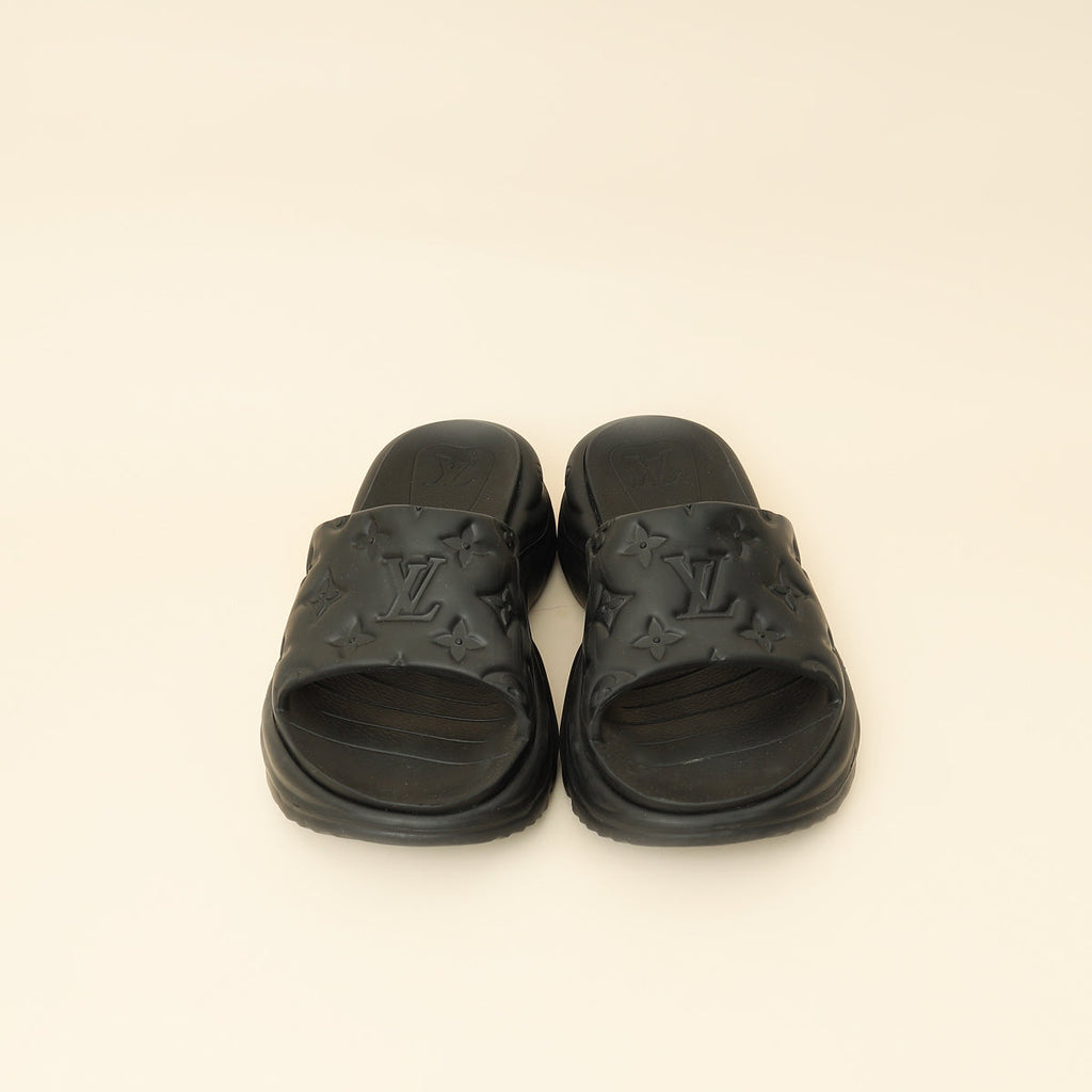Louis Vuitton Black Monogram Embossed Pool 55 Flat Comfort Mule 36