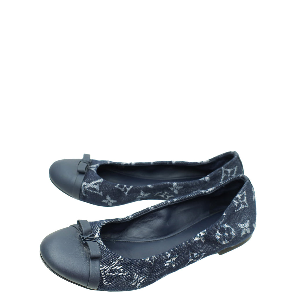 Louis Vuitton Navy Blue Monogram Denim Elba Elastic Ballerina 35
