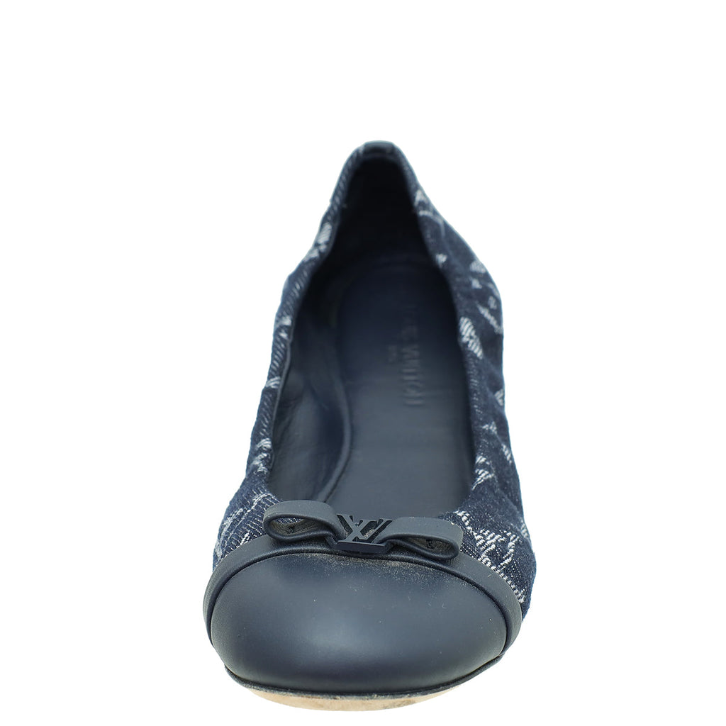 Louis Vuitton Navy Blue Monogram Denim Elba Elastic Ballerina 35
