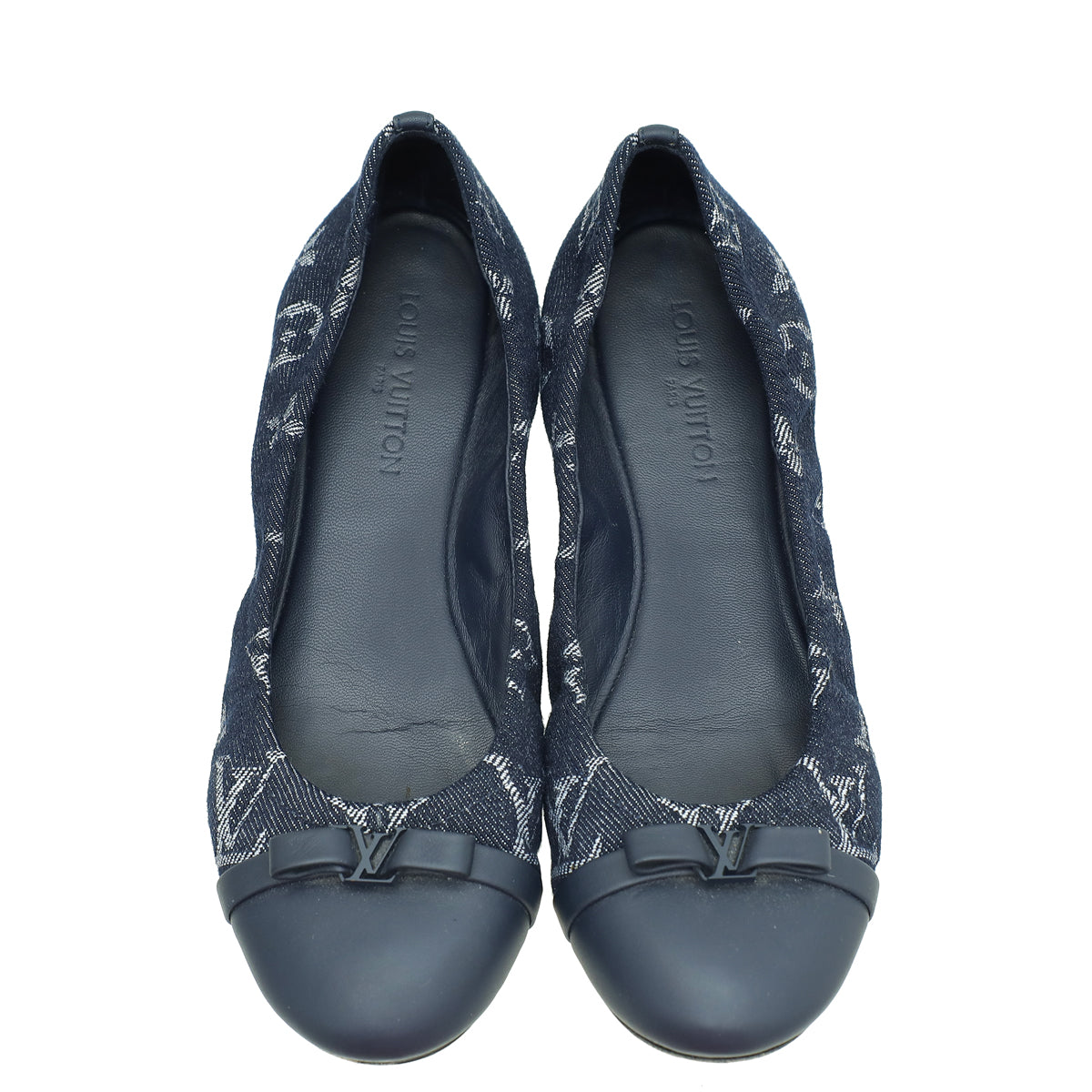 Louis Vuitton Navy Blue Monogram Denim Elba Elastic Ballerina 35