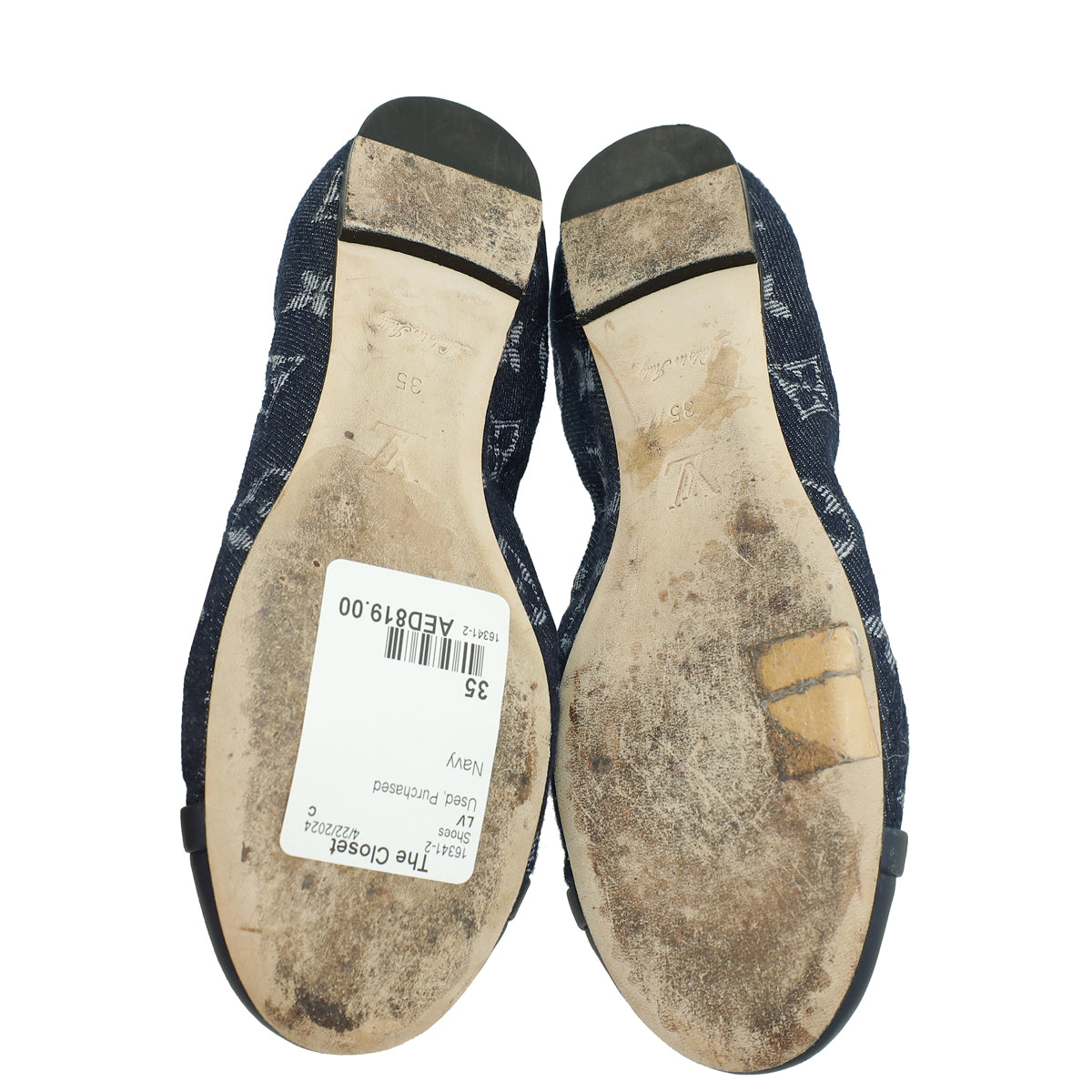 Louis Vuitton Navy Blue Monogram Denim Elba Elastic Ballerina 35