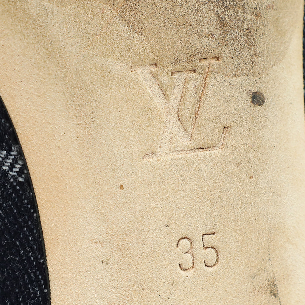 Louis Vuitton Navy Blue Monogram Denim Elba Elastic Ballerina 35