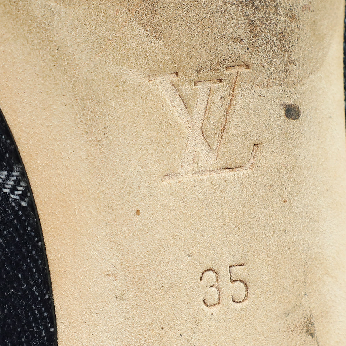 Louis Vuitton Navy Blue Monogram Denim Elba Elastic Ballerina 35