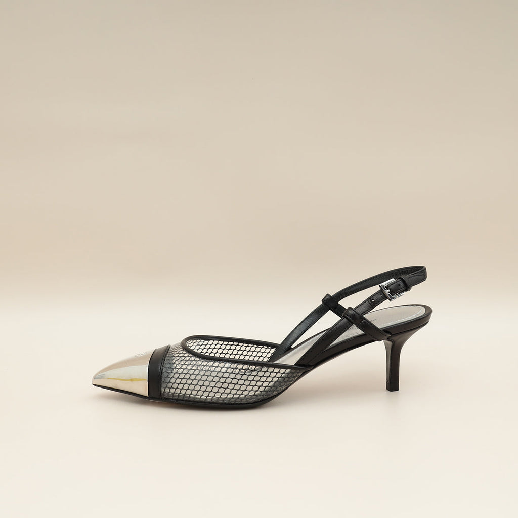 Louis Vuitton Black Mesh PVC Urban Twist Slingback 35