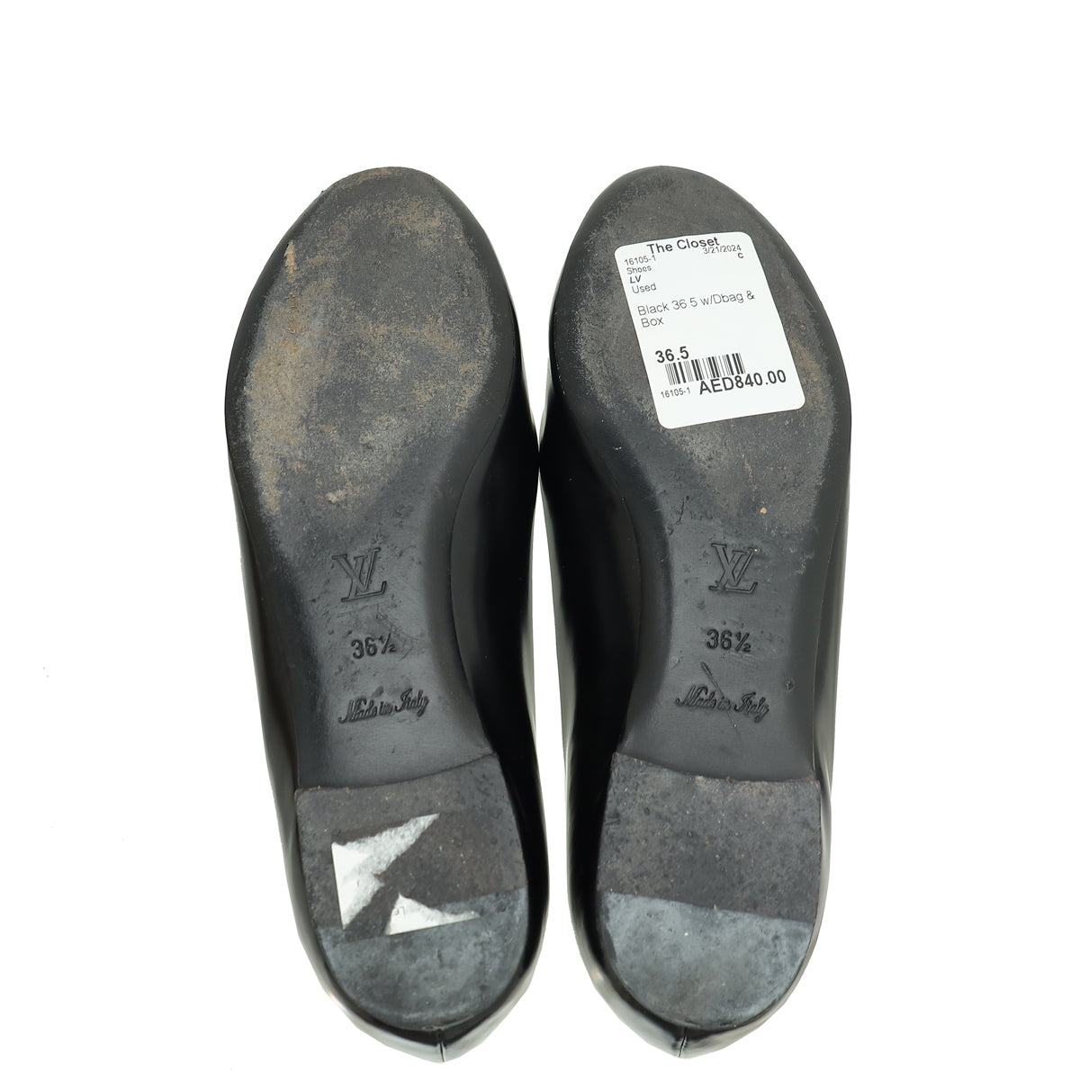 Louis Vuitton Black Dice Ballerina Flats 36.5