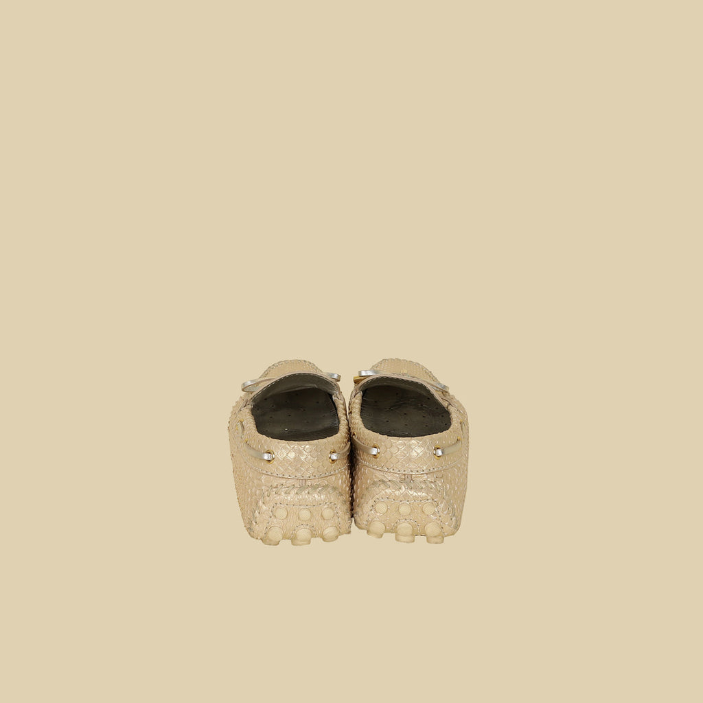 Louis Vuitton Light Gold Python Gloria Flat Loafer 36.5