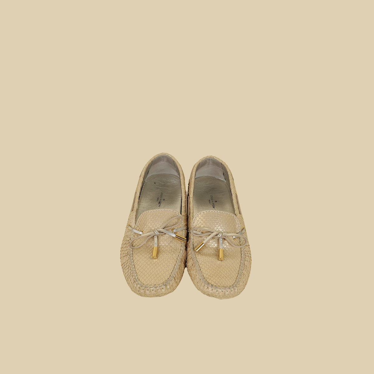 Louis Vuitton Light Gold Python Gloria Flat Loafer 36.5
