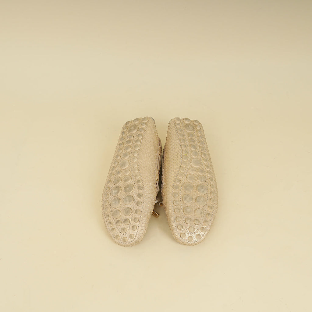 Louis Vuitton Light Gold Python Gloria Flat Loafer 36.5