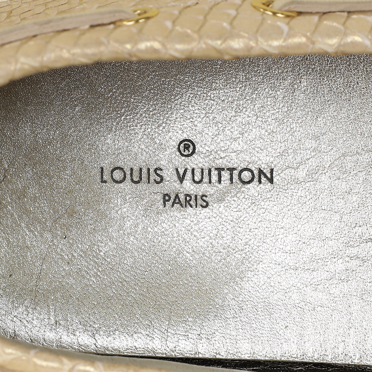 Louis Vuitton Light Gold Python Gloria Flat Loafer 36.5