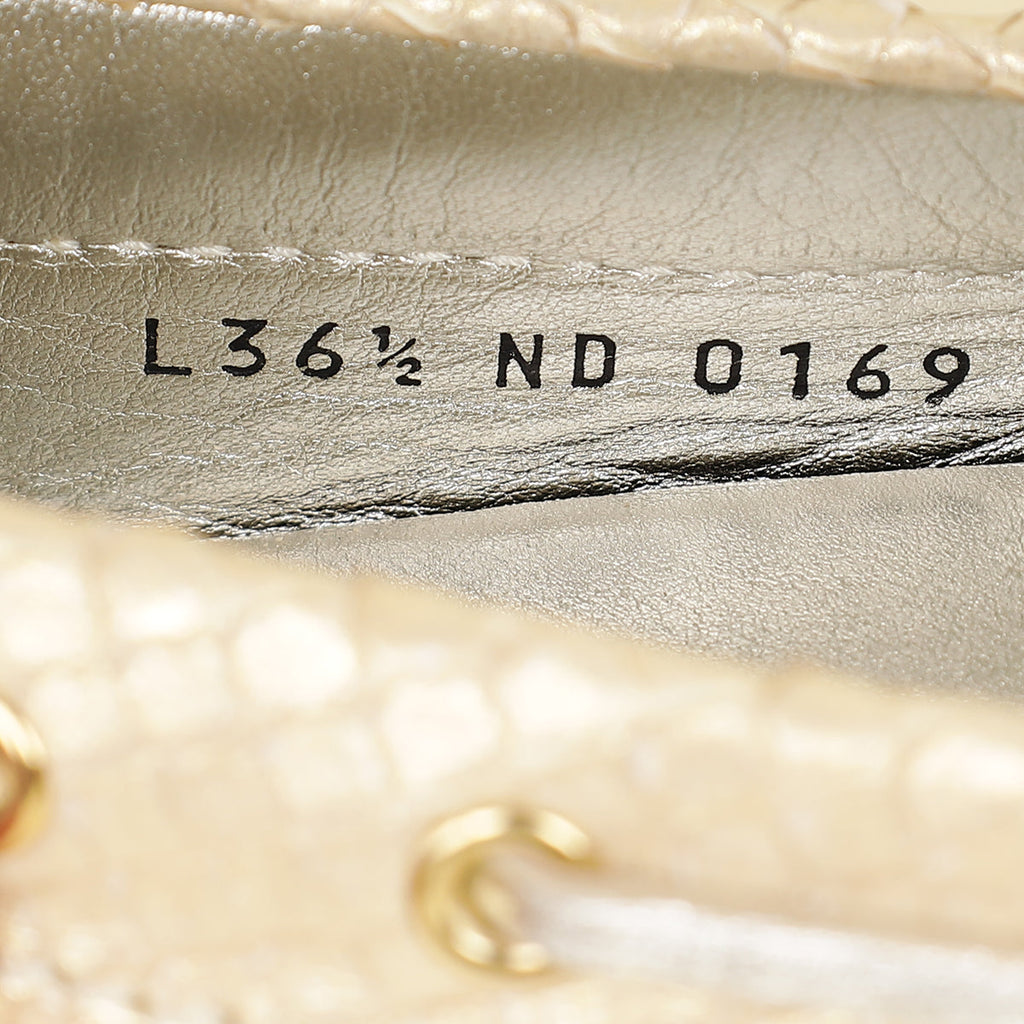 Louis Vuitton Light Gold Python Gloria Flat Loafer 36.5