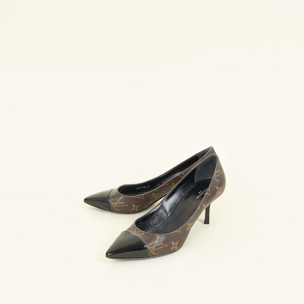 Louis Vuitton Monogram Black Cap Toe Fetish Pump 36.5