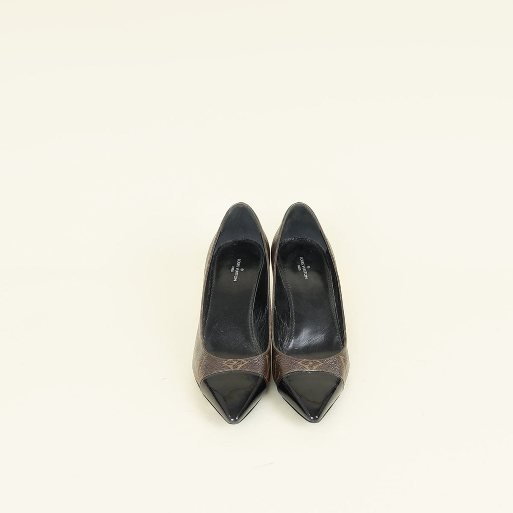 Louis Vuitton Monogram Black Cap Toe Fetish Pump 36.5
