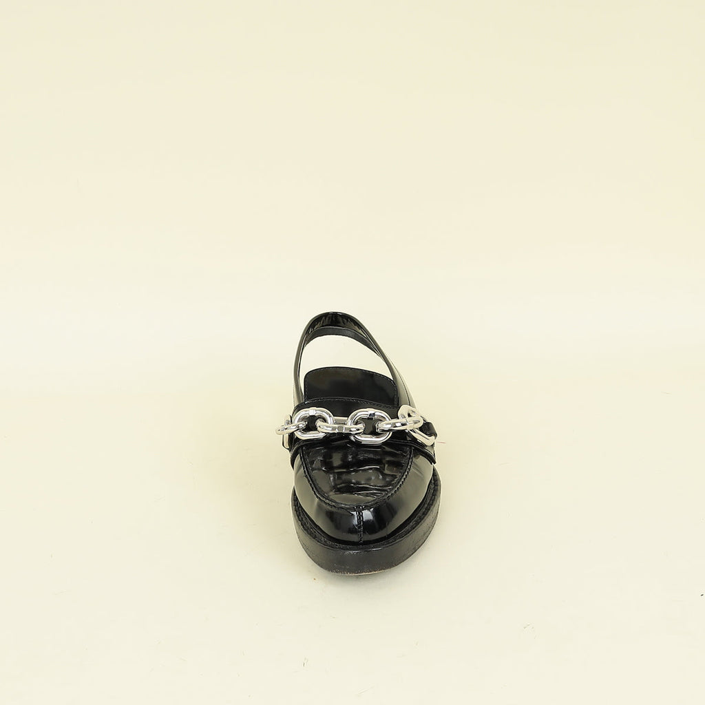Louis Vuitton Black Chain Moccasin Slingback 36.5