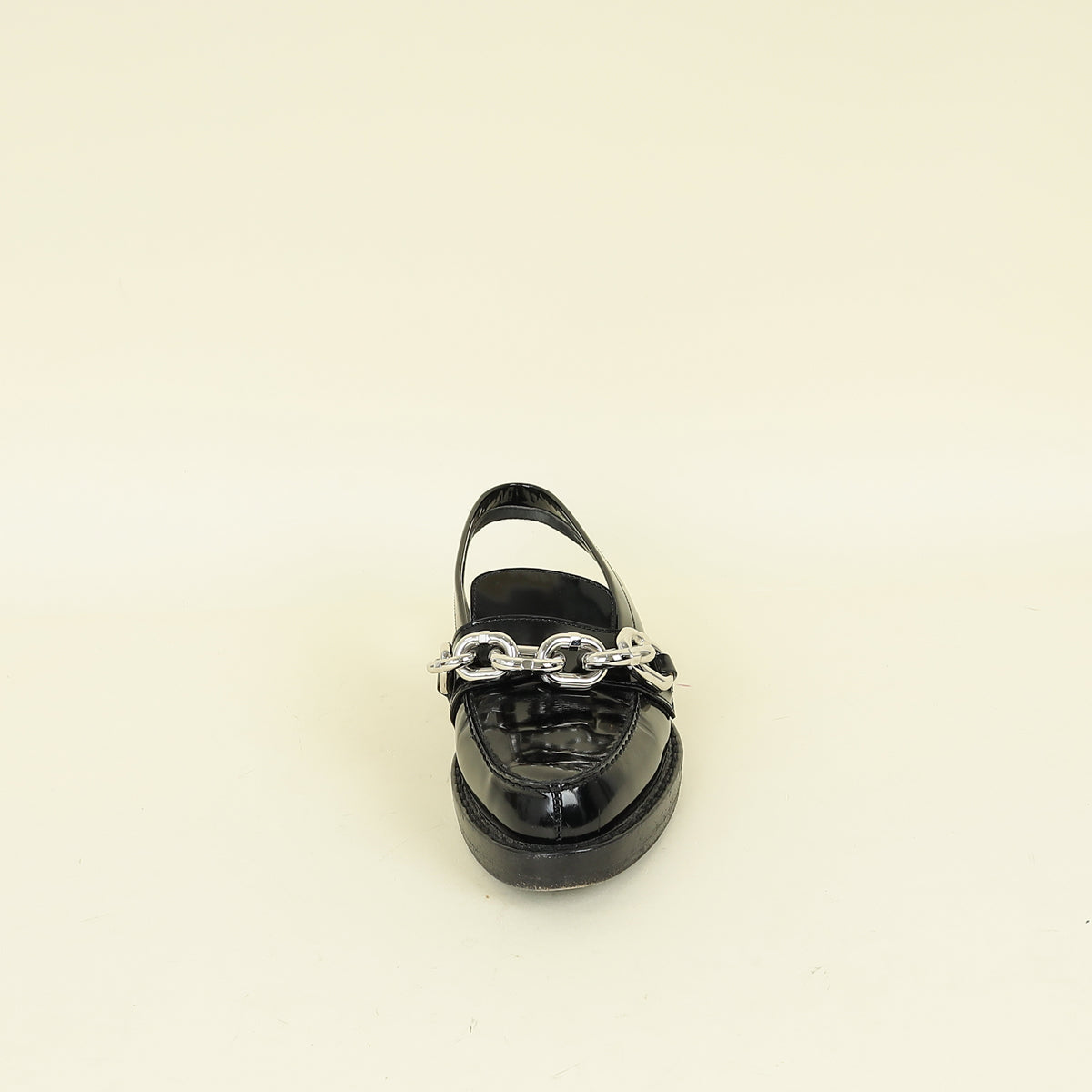 Louis Vuitton Black Chain Moccasin Slingback 36.5