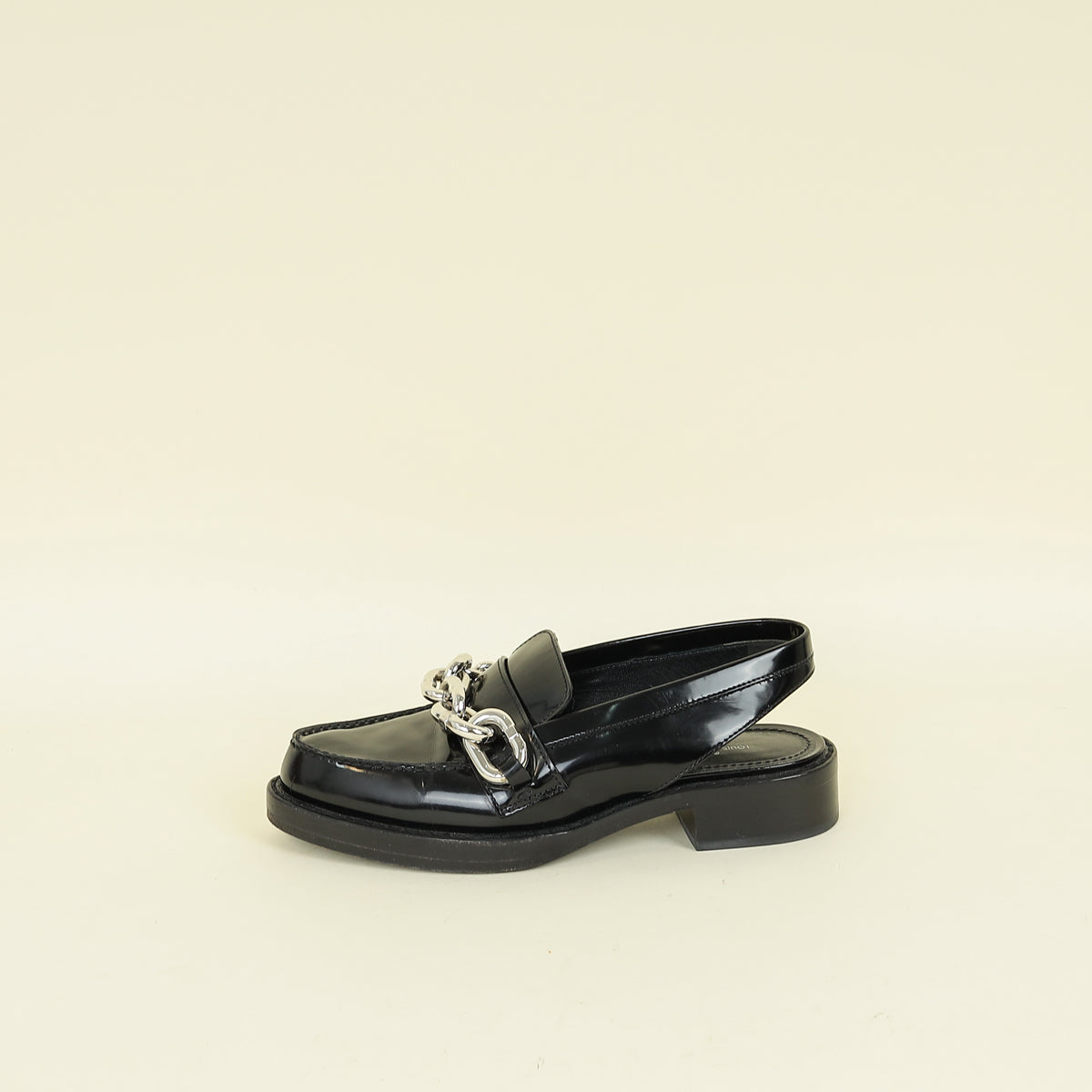 Louis Vuitton Black Chain Moccasin Slingback 36.5