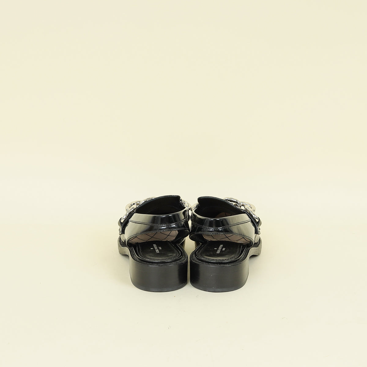 Louis Vuitton Black Chain Moccasin Slingback 36.5