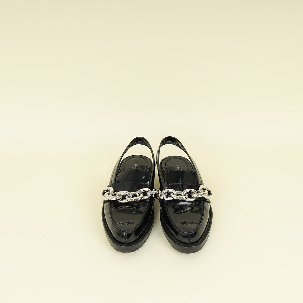 Louis Vuitton Black Chain Moccasin Slingback 36.5