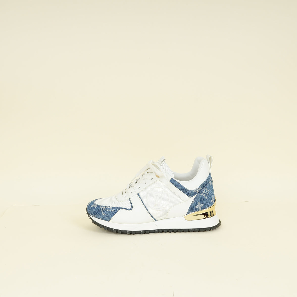 Louis Vuitton Bicolor Mesh & Denim Monogram Run Away Sneakers 36