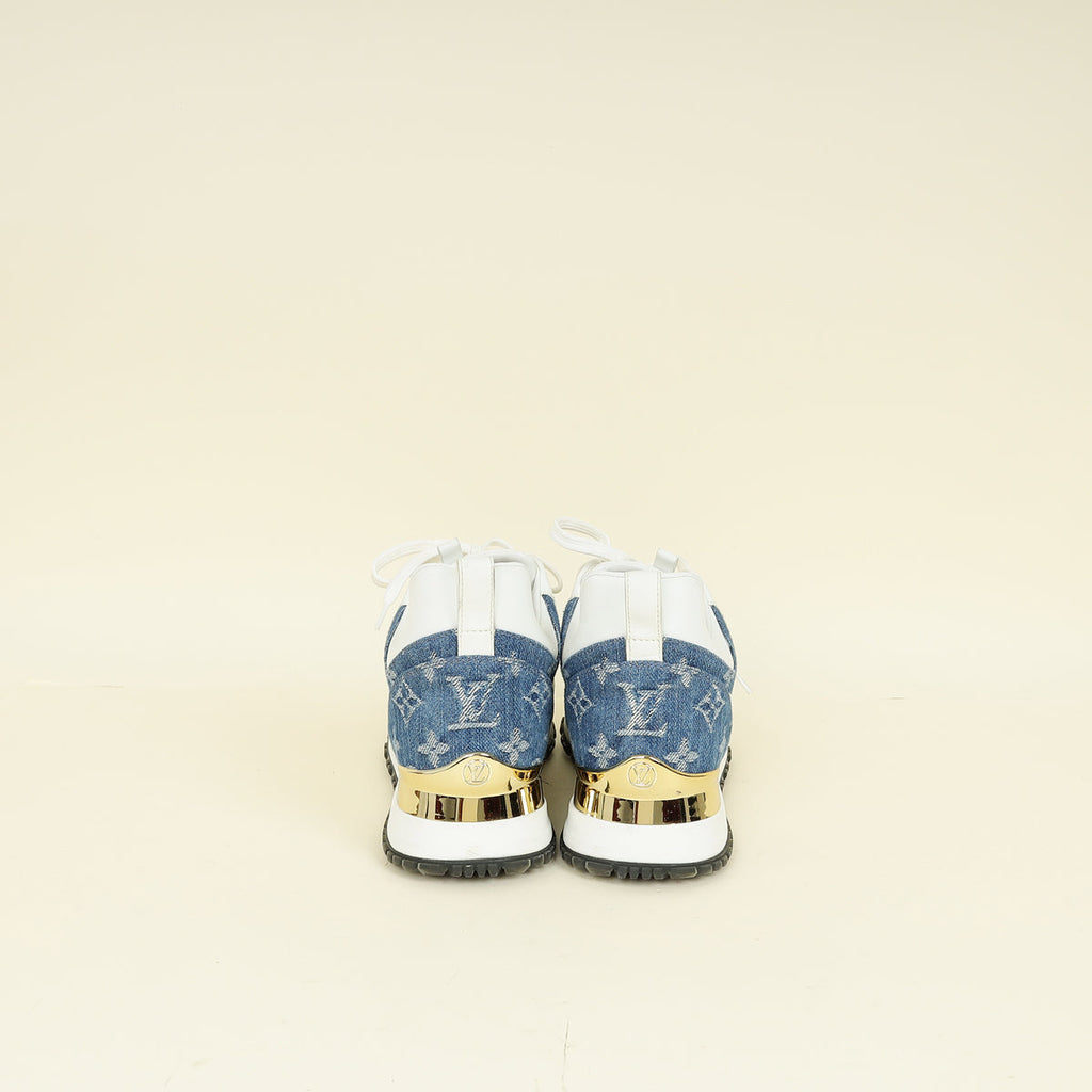 Louis Vuitton Bicolor Mesh & Denim Monogram Run Away Sneakers 36