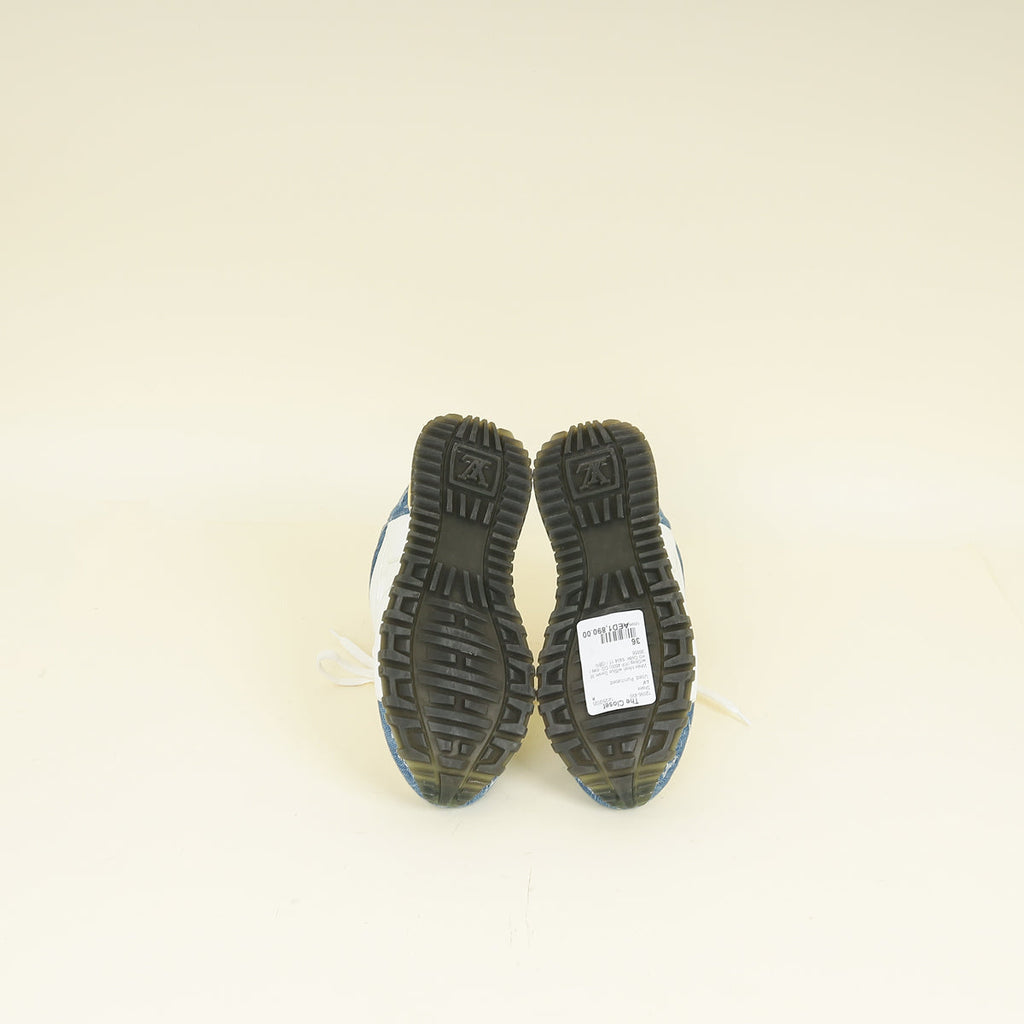 Louis Vuitton Bicolor Mesh & Denim Monogram Run Away Sneakers 36