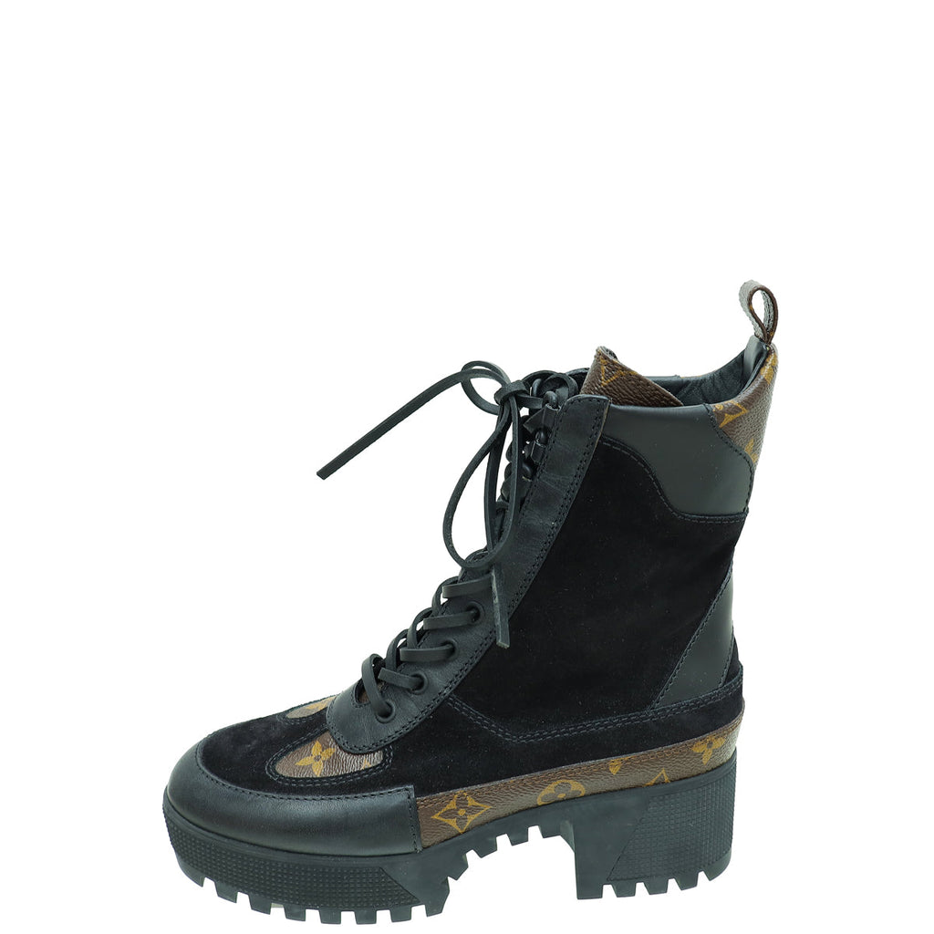 Louis Vuitton Bicolor Monogram and Suede Laureate Desert Boot 36
