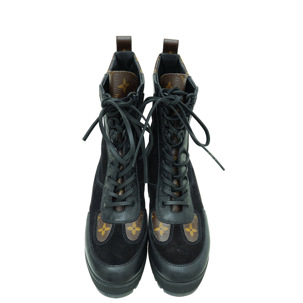 Louis Vuitton Bicolor Monogram and Suede Laureate Desert Boot 36