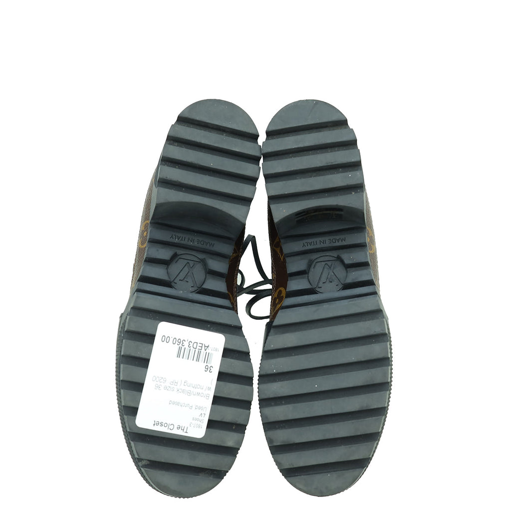 Louis Vuitton Bicolor Monogram and Suede Laureate Desert Boot 36