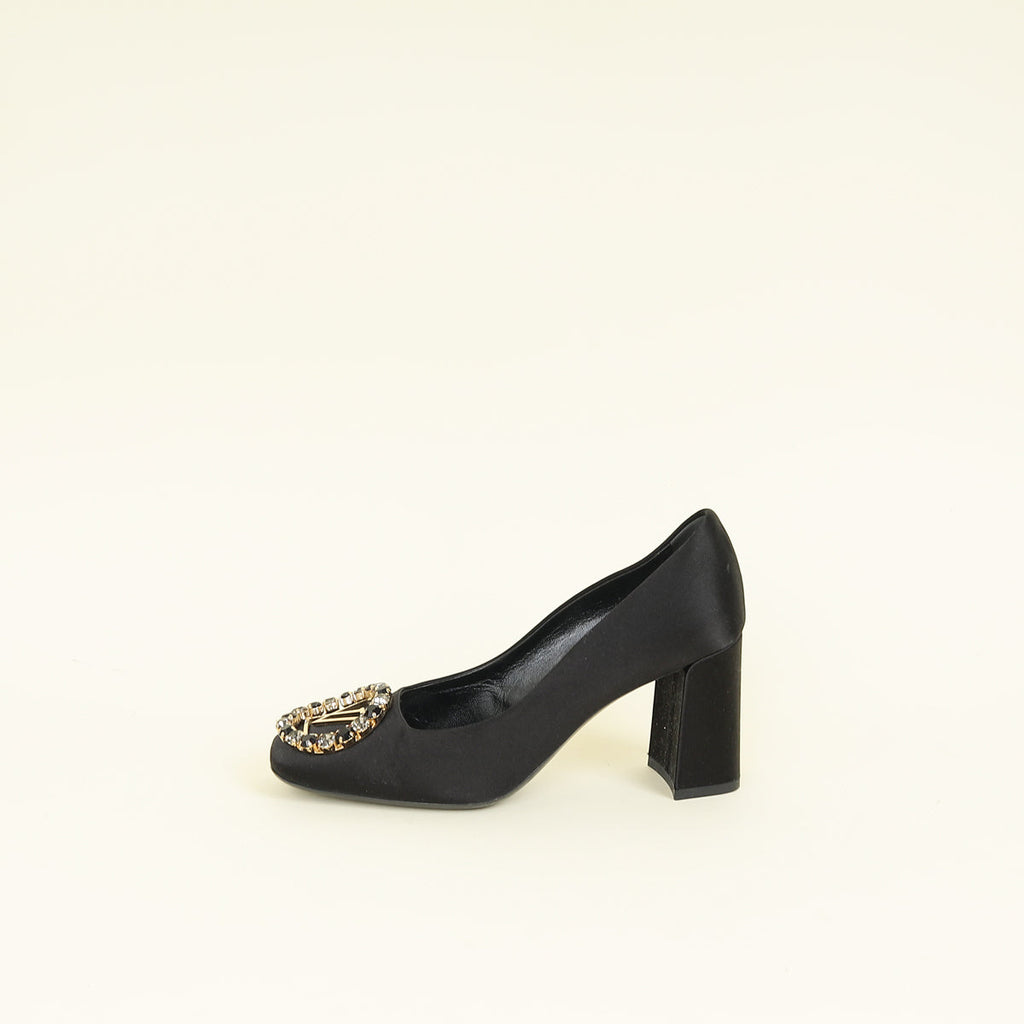 Louis Vuitton Black Madeleine Satin Silk Pump 36