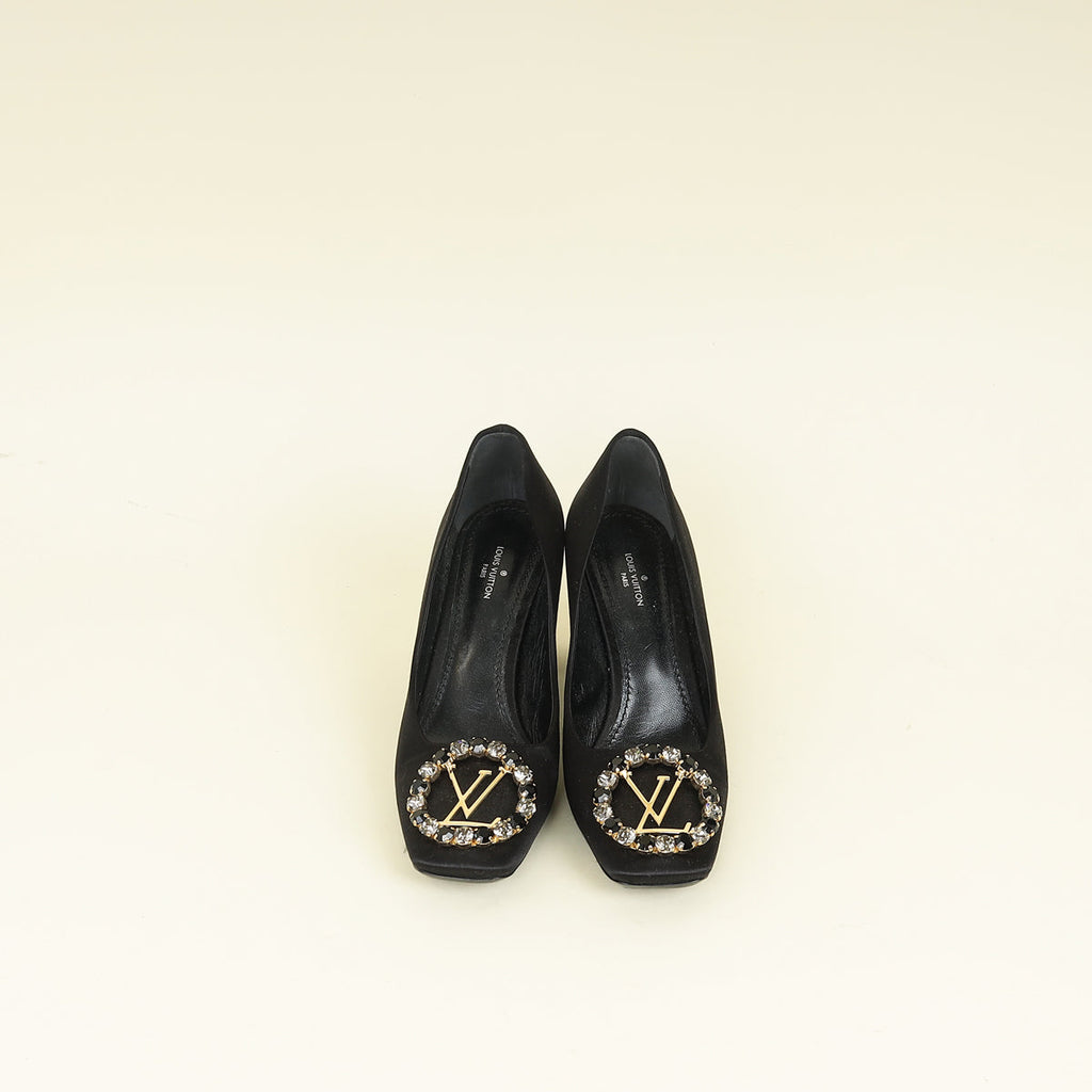 Louis Vuitton Black Madeleine Satin Silk Pump 36
