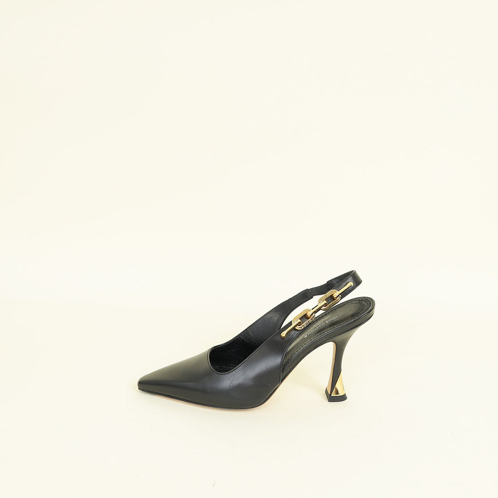 Louis Vuitton Black Sparkle Slingback Pumps 36