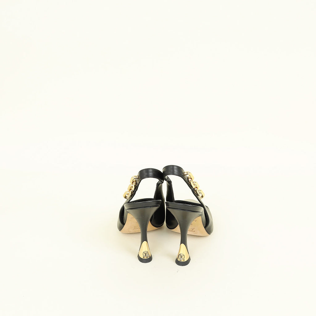 Louis Vuitton Black Sparkle Slingback Pumps 36