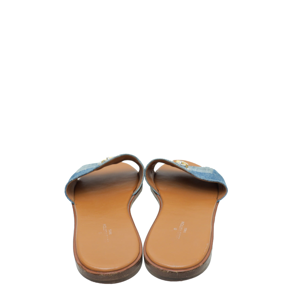 Louis Vuitton Blue Denim Lock It Flat Mule 37.5