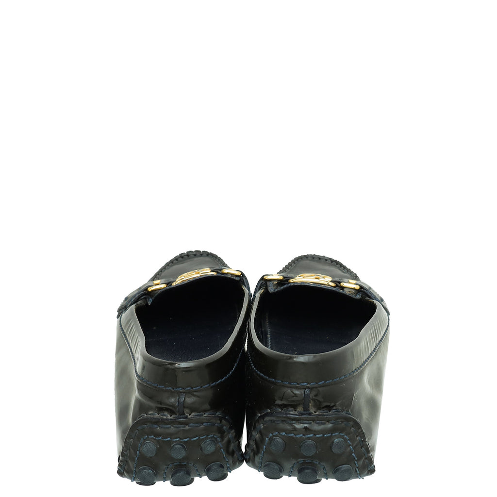 Louis Vuitton Navy Blue Vernis Oxford Loafer 37.5