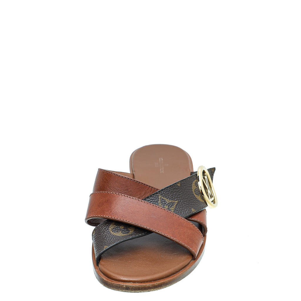 Louis Vuitton Bicolor Monogram Flat Sandals 37.5