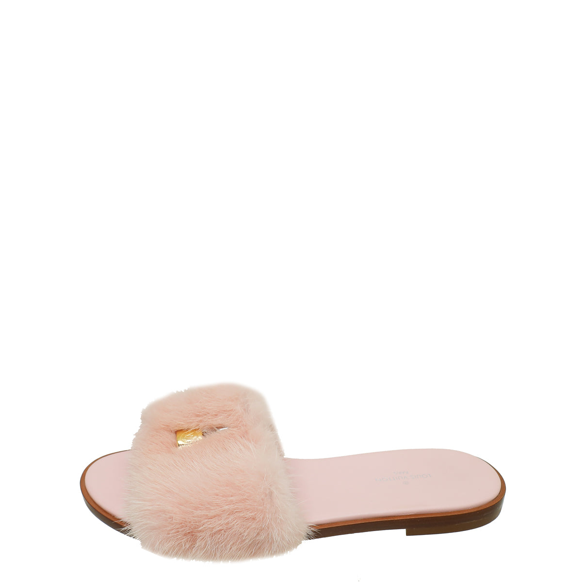 Louis Vuitton Pink Mink Fur Lock It Flat Mules 37