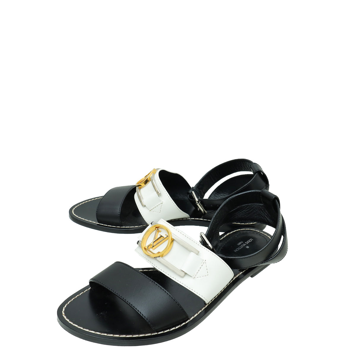 Louis Vuitton Bicolor Academy Flat Sandals 37
