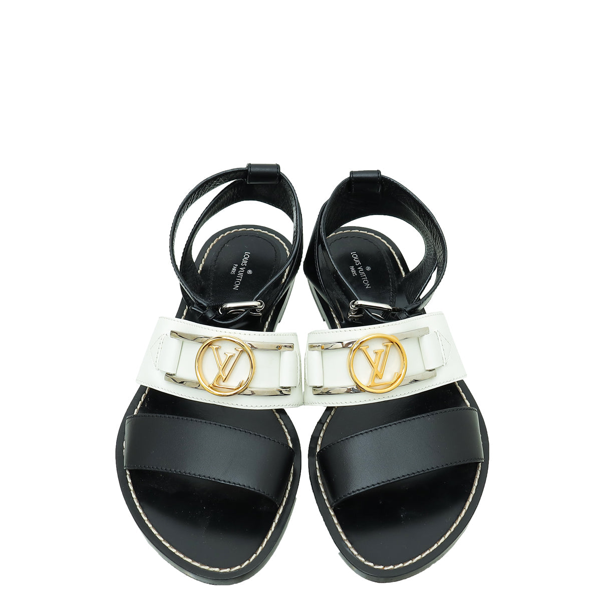 Louis Vuitton Bicolor Academy Flat Sandals 37