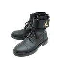 Louis Vuitton Black Wonderland Flat Ranger Boots 37