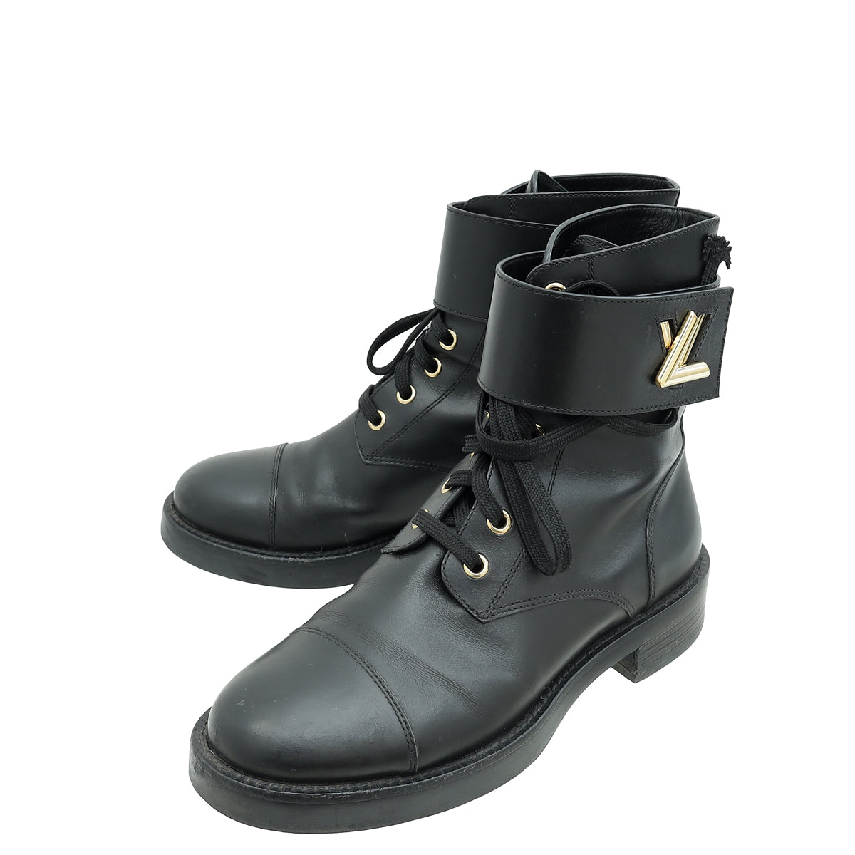Louis Vuitton Black Wonderland Flat Ranger Boots 37