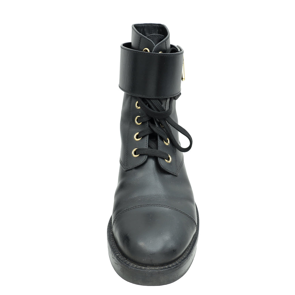 Louis Vuitton Black Wonderland Flat Ranger Boots 37