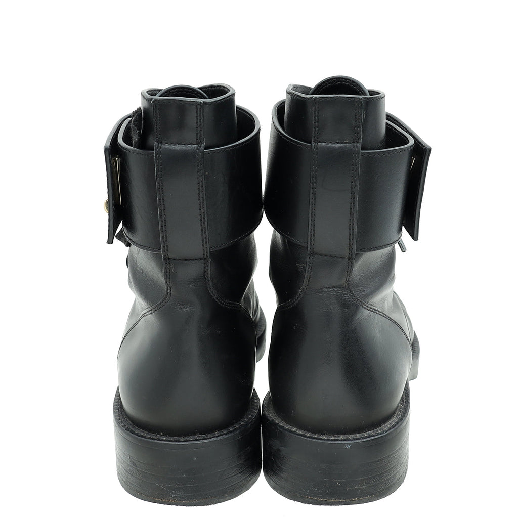 Louis Vuitton Black Wonderland Flat Ranger Boots 37