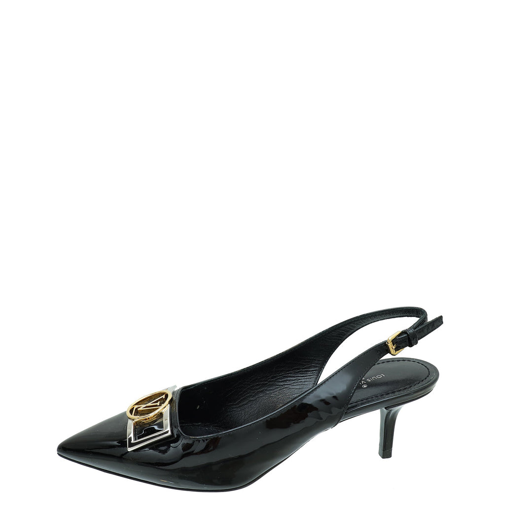 Louis Vuitton Black Vernis Insider Slingback Pump 37