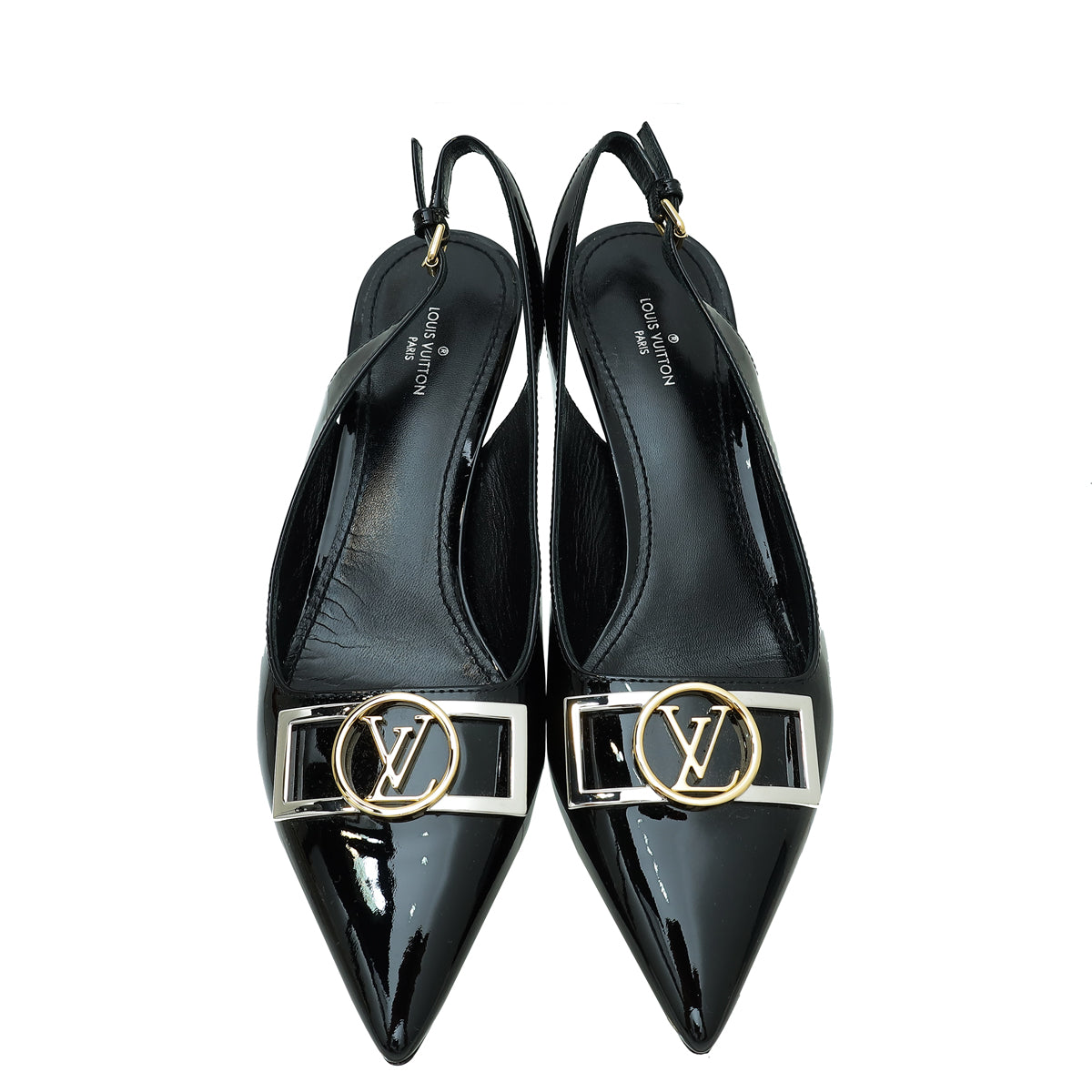 Louis Vuitton Black Vernis Insider Slingback Pump 37