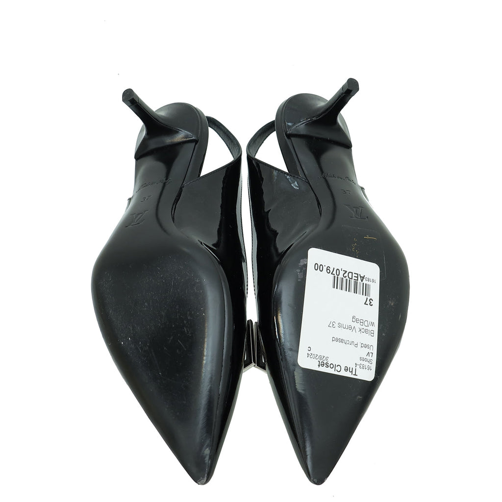 Louis Vuitton Black Vernis Insider Slingback Pump 37