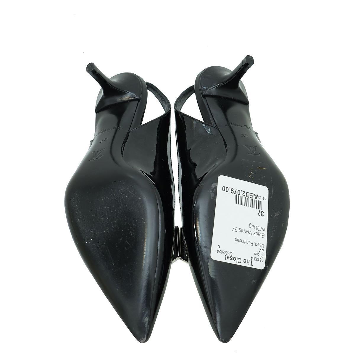 Louis Vuitton Black Vernis Insider Slingback Pump 37