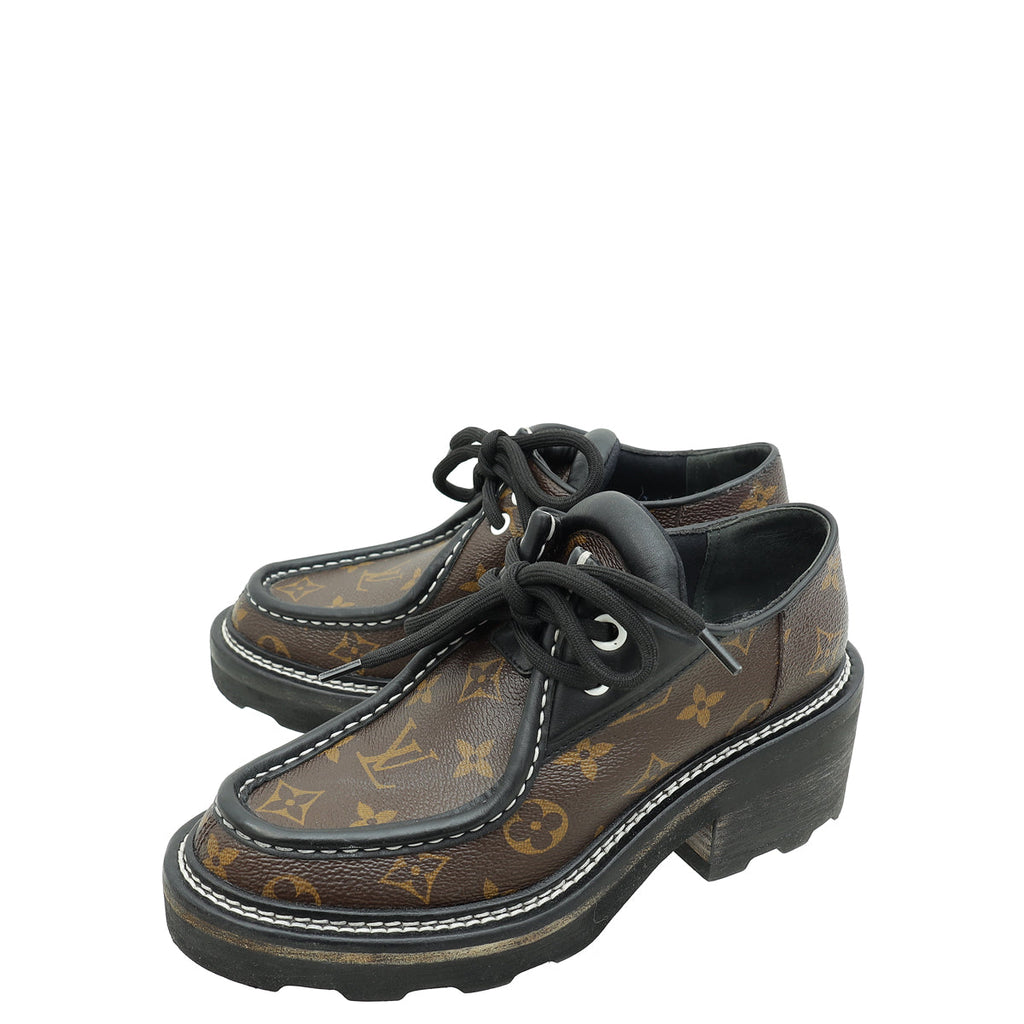 Louis Vuitton Monogram Black Beaubourg Platform Derby 37