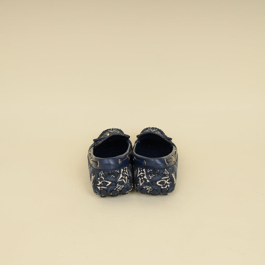 Louis Vuitton Navy Blue Jacquard Since 1854 Gloria Loafers 37