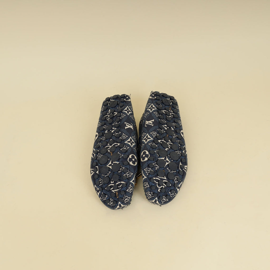 Louis Vuitton Navy Blue Jacquard Since 1854 Gloria Loafers 37