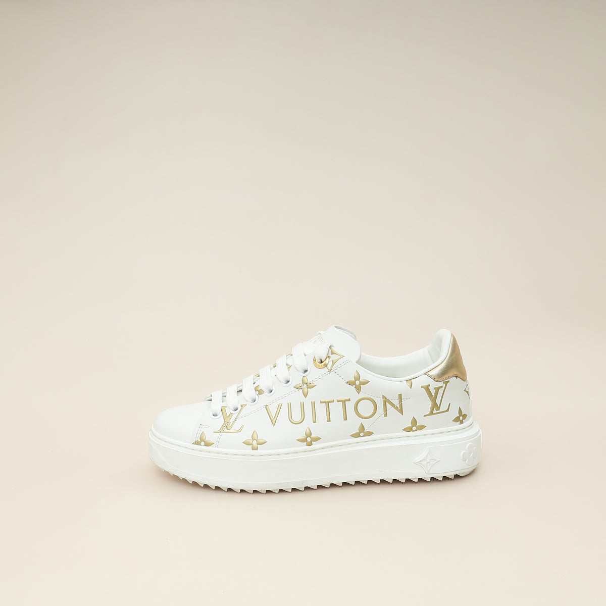 Louis Vuitton Bicolor Monogram Embossed Time Out Sneaker 37