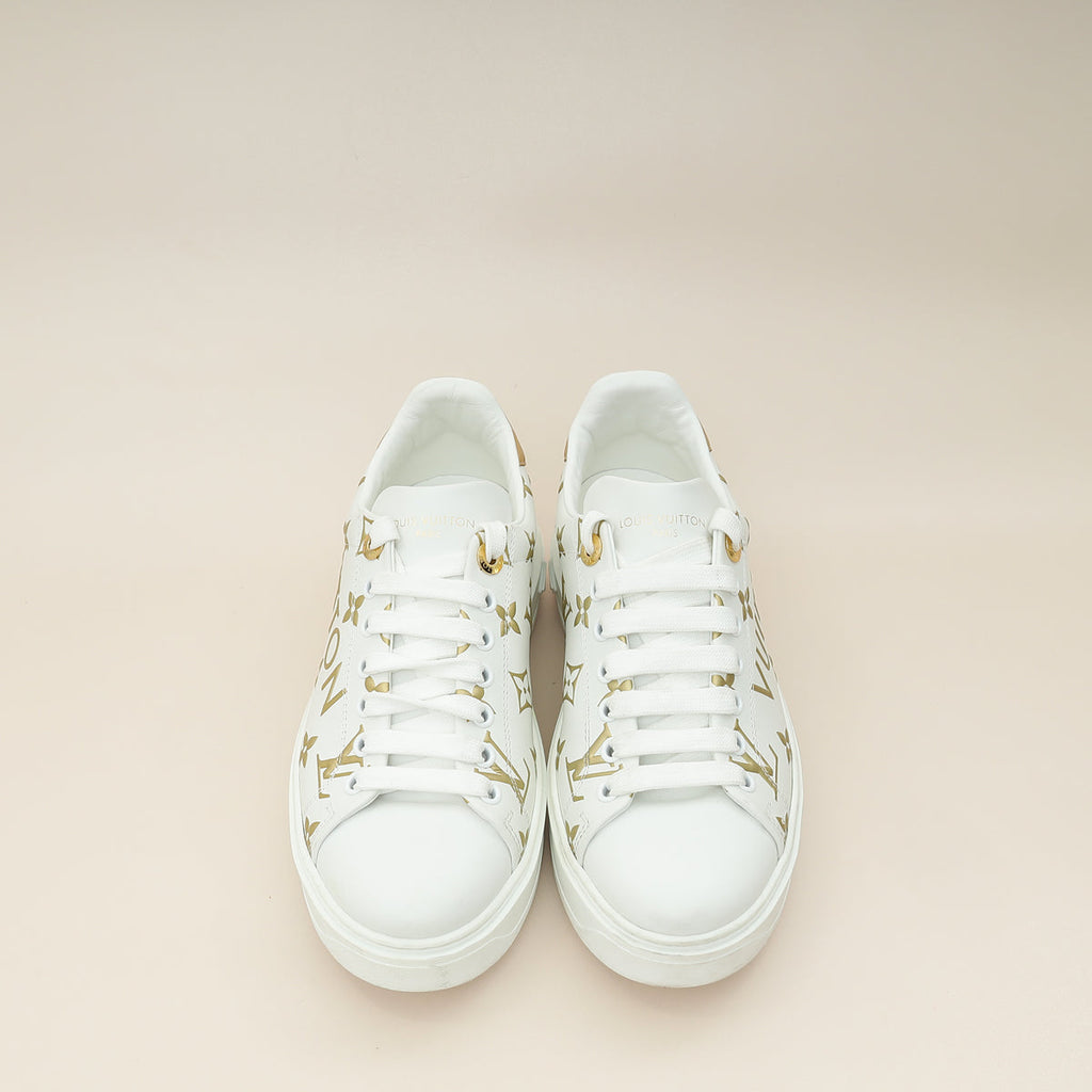 Louis Vuitton Bicolor Monogram Embossed Time Out Sneaker 37